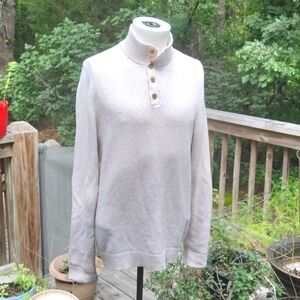 Men's cream color 1/4 button sweater w collar, Banana Republic, sz L